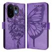 Vivo S30 Light Purple Embossed Butterfly Leather Phone Case - 2