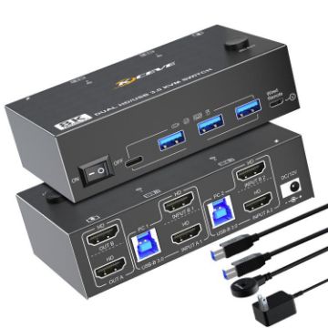 8K 60Hz USB3.0/HDMI Dual Monitor KVM Switch, 2-Port, AU Plug - 1