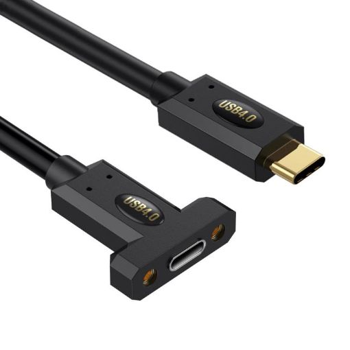 Type-C Male to Female Panel Extension Cable, 0.3m, Screw Fixed - 1