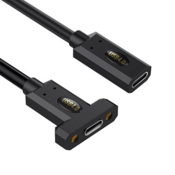 USB4 Type-C Female to Female Panel Extension Cable 1.8m Ear Screw - 1