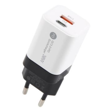 KO-72 38W QC3.0 USB & USB-C PD Quick Charger, EU Plug, White - 1