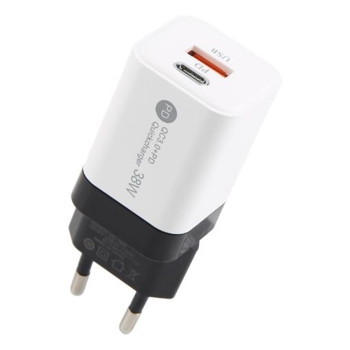 KO-72 38W QC3.0 USB & USB-C PD Quick Charger, EU Plug, White - 1