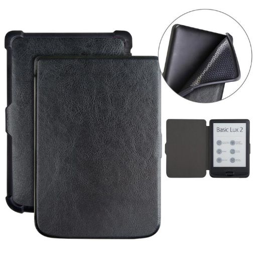 Pocketbook B606/628/633/632/627/616 TPU Leather Tablet Case - Black - 1