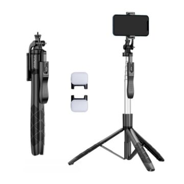 Lenovo Thinkplus H18B Bluetooth Selfie Stick, Dual Fill Light, 1.8m, Black - 1