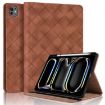iPad Pro 13 2024 Brown Rhombus Embossed Leather Tablet Case - 1