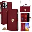 Realme 14 5G Red Leather Crossbody Phone Case - Cross Texture Handle - 1