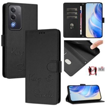 OPPO A5 5G Global Smile Embossing RFID Leather Case - Black - 1
