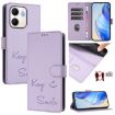 OPPO A5x 5G/4G Global Smile Embossing RFID Leather Case Light Purple - 1