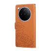 OPPO Find X8 5G Brown Leather Case with Rose Emboss & 3 Card Slots - 3