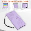Realme 14 5G Global Rose Embossed Leather Phone Case Purple 3-Card Slots - 6