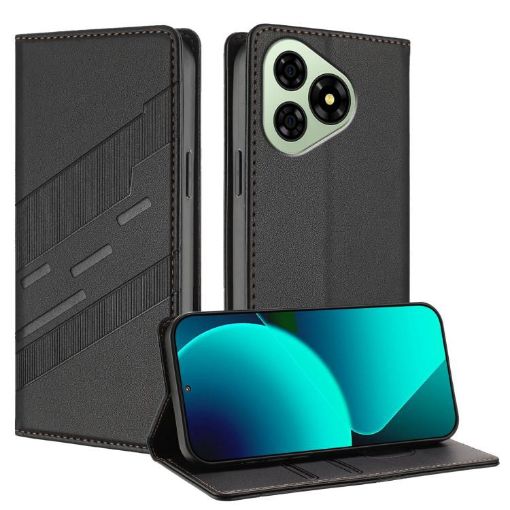 Ulefone Note 19 Retro Leather Wallet Phone Case - Black, Embossed - 1