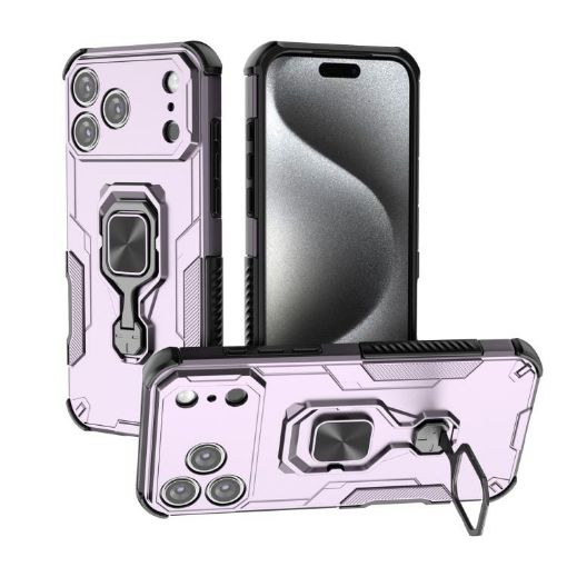 iPhone 17 Pro Max Purple Metal Kickstand TPU Hybrid PC Case - 1