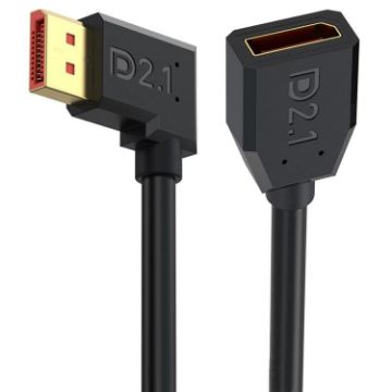 DP2.1 Male to Female Right Elbow 16K DisplayPort Extension Cable 15cm - 1