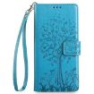 Redmi A5 4G Blue Leather Phone Case - Tree & Deer Embossed Design - 2