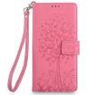 Redmi A5 4G Pink Leather Phone Case - Tree & Deer Embossed Design - 2