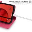 Redmi A5 4G Pink Leather Phone Case - Tree & Deer Embossed Design - 8