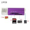 2 PCS USB 2.0 Multi Memory Card Reader for Micro SD SDHC TF M2 MMC MS (Purple) - 1