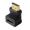 90-Degree HDMI 19Pin Male to Female Adapter, Gold Plated, Black - 2
