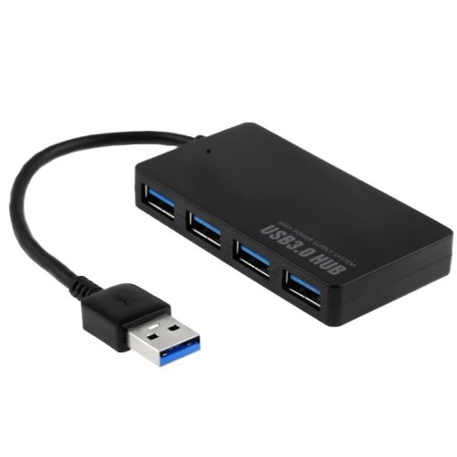 Portable 4-Port USB 3.0 Hub with LED Indicator - 5Gbps Hot-Swap - 1