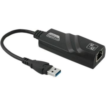 USB 3.0 Ethernet Adapter 10/100/1000Mbps for Laptops, Plug & Play, Black - 1