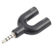 3.5mm Stereo Male to Headphone & Mic Female Splitter Adapter - Black - 2