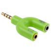3.5mm Stereo Male to Headphone & Mic Female Splitter Adapter (Green) - 1