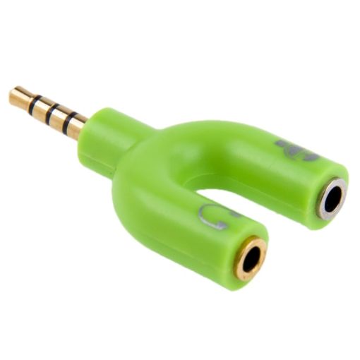 3.5mm Stereo Male to Headphone & Mic Female Splitter Adapter (Green) - 1