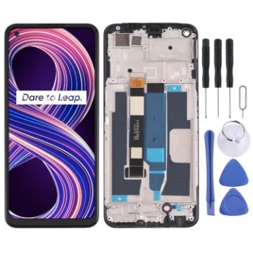 OPPO Realme 8 5G LCD Screen & Digitizer Assembly with Frame - Black - 1