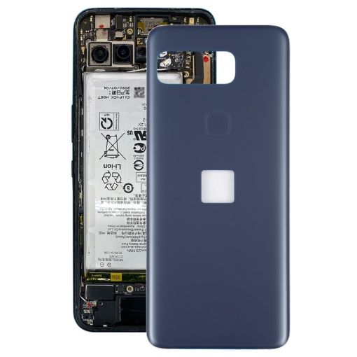 Asus Smartphone Glass Battery Back Cover, Fingerprint Hole, Dark Blue - 1