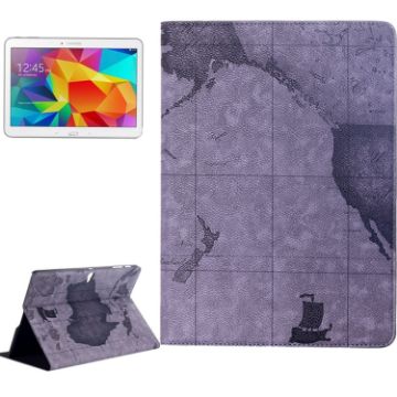 Galaxy Tab S 10.5/T800 Flip Leather Case, World Map Pattern, Grey - 1