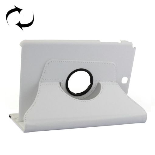 Litchi Texture 360 Rotating Leather Case for Galaxy Tab A 9.7 - White - 1