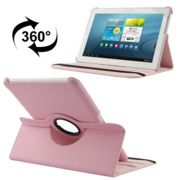 Pink Litchi Texture Leather Case with Holder for Galaxy Tab 2 (10.1)/P5100 - 1