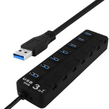 7-Port USB 3.0 Hub with Individual Switches - Black - 1