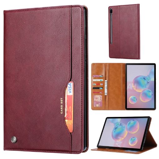 Samsung Galaxy Tab S7 Plus Wine Red Leather Case with Photo Frame & Wallet - 1