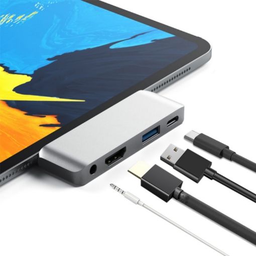 4 in 1 USB-C Hub: HDMI, AUX, USB, PD Adapter Multifunction Dock - 1