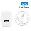 12W USB Charger & 8 Pin Cable for iPad/iPhone/iPod, US Plug - 2