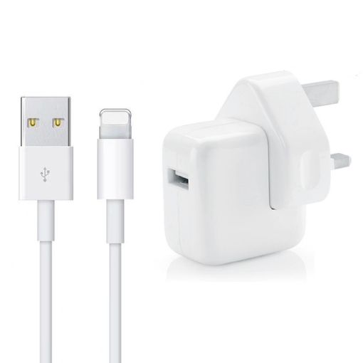 12W USB Charger & 8 Pin Cable for iPad/iPhone/iPod, UK Plug - 1