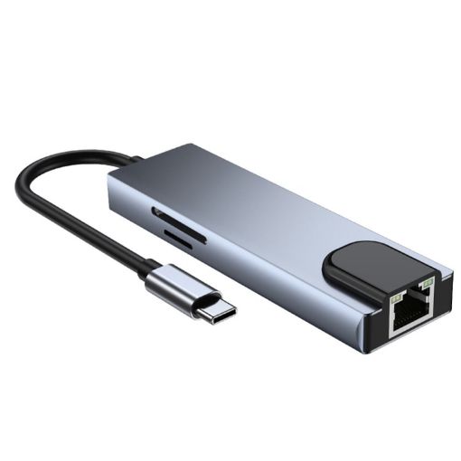 6 in 1 Type-C Hub: HDMI, RJ45, SD/TF, PD, USB Adapter - 1