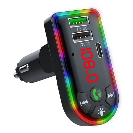 F7 Car MP3 Player 12V QC3.1 Dual Port Fast Charging with Colorful Light - 1