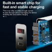 Fast Charger F002C QC3.0 USB + USB 2.0 with LED Display & 8 Pin Cable - 6