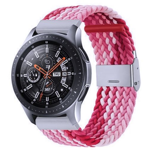 Samsung Galaxy Watch 4/5 20mm Nylon Braided Metal Buckle Band (Z Red Pink) - 1