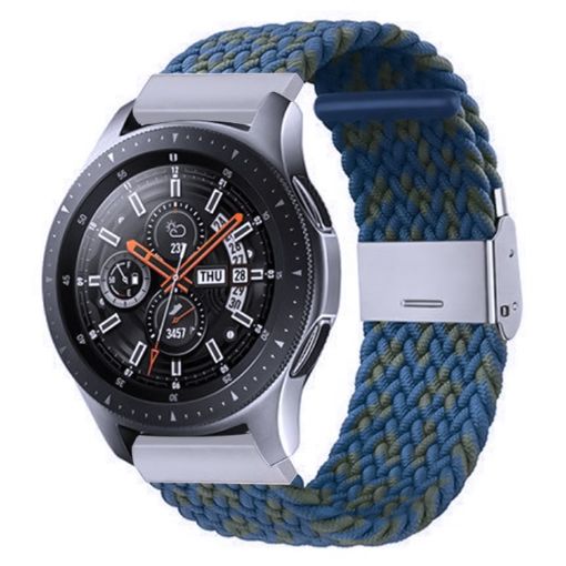 Samsung Galaxy Watch 4/5 20mm Nylon Braided Band W Blue Green - 1