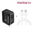 PD25W USB-C/Type-C + QC3.0 Dual Port Fast Charger with Cable, US Plug - 3