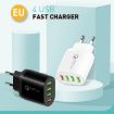 QC-04 Multi-Port Charger: QC3.0 + 3 USB2.0, 3A USB to 8 Pin Cable, EU Plug - 4