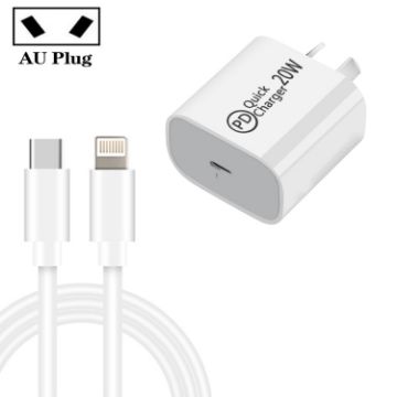 AU-20W PD USB-C Travel Charger + USB-C to 8 Pin Cable, AU Plug, 2m - 1