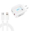 PD03 20W USB Charger with Type-C to 8 Pin Cable, US Plug, White - 1