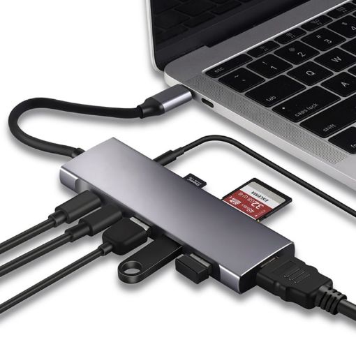 9-in-1 USB-C Hub: HDMI, 3 USB3.0, Type-C, PD, SD/TF, Audio Adapter - 1
