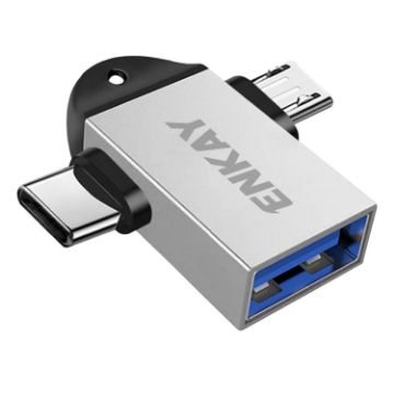 ENKAY ENK-AT112 2 in 1 Type-C/Micro USB to USB 3.0 OTG Adapter Silver - 1