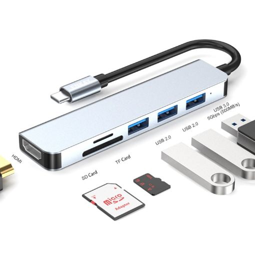 ENKAY Hat-Prince 6 in 1 USB-C Hub: 4K HDMI, SD/TF Card Reader Adapter - 1