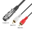 JUNSUNMAY 3m 2 RCA Male to XLR Female Stereo Audio Cable - 3